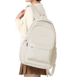 WEPLAN School Bag School Backpack for Girls, Lightweight School Bags for Teenage Girls, Waterproof School Backpack for College School, Girls, Boys, Casual Backpack, Dayback Women, A3 beige