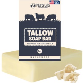 Beef Tallow Soap Bar – All Natural Grass Fed Tallow Soap Unscented – Moisturizing Face & Body Wash Great for Eczema, Dry, Itchy, Sensitive Skin – Handcrafted Bath Soap for Adults, Kids, Made in USA