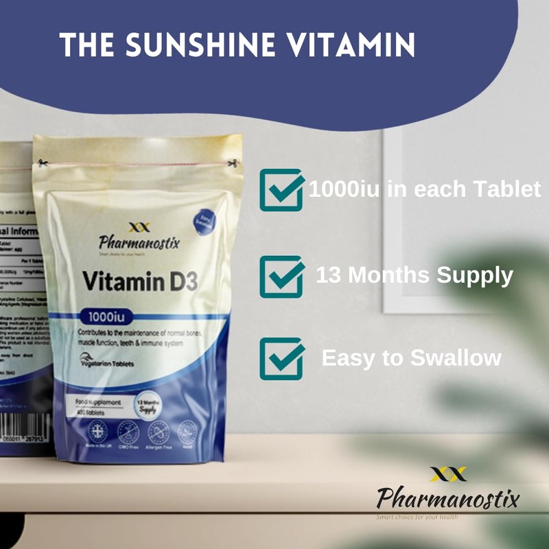 Vegetarian Vitamin D3 1000iu- 400 Tablets - High Strength Vitamin
