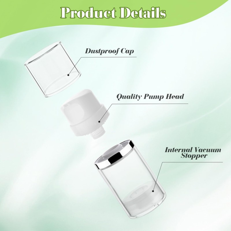 4 Pcs 50ml/1.7oz Airless Pump Jar Refillable Vacuum Pump Dispenser