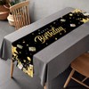 GROVBLE Birthday Table Runner, Happy Birthday Table Runner, Black Gold