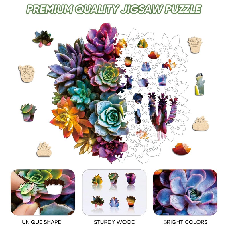 Bodhipnjoy 500 Pieces Puzzles for Adults, Succulent 5MM Thick Jigsaw