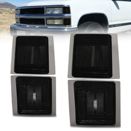 Bestview Front Turn Signal Corner Light Assembly, Upper Lower Side Marker Reflector Lamp, Chrome Housing Smoked Lens Compatible with Chevy C/K 10 Pickup Truck 1500 2500 3500 1994-1998 Tahoe 1995-1999