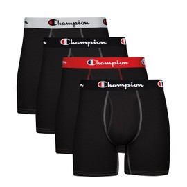 Champion Men's Underwear, Total Support Pouch Boxer Briefs, Moisture-Wicking, Anti-Odor, 4-Pack, Black-4 Pack