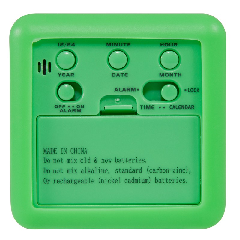 Equity 70911 Digital Green Silicone Cube Alarm Clock with On-Demand
