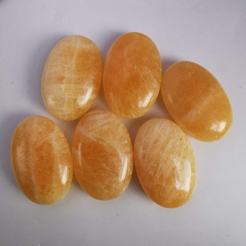 Lovionus89 Ice Yellow Jade Worry Stones, Natural Oval Palm Tree