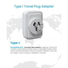 Australia New Zealand Power Adapter, VINTAR Australia Plug Adapter with 2 American Outlets 3 USB Ports(2 USB C), 5 in 1 Type I Travel Adapter for US to Australia, AU, Argentina, China, Fiji