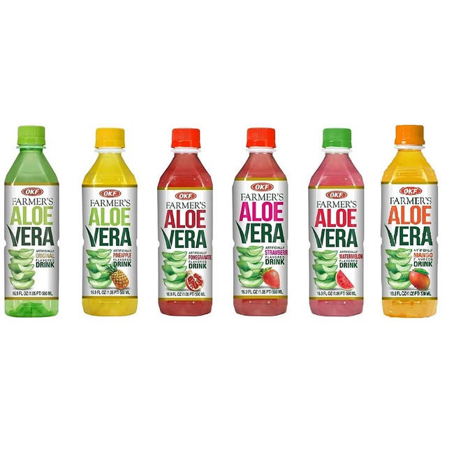 OKF Aloe Vera Drink in 16.9 Ounce Bottles (6 Flavor Variety Pack, 6 Pack)