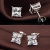 18K White Plated Sterling Silver Princess Cut Cubic Zirconia Stud