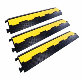 YONSHENG Rubber Cable Ramp Cord Cover Cable Protector Ramps Wire Hose Protective 2 Channel 22000Lbs Load Capacity Traffic Speed Bump for Asphalt Concrete Gravel Driveway Indoor Outdoor, 3 Pack
