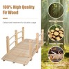 LDAILY Moccha 5FT Wood Garden Bridge, Pond Bridge with Guardrails