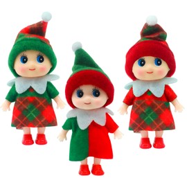 POPOYU 3Pcs Tiny Baby Elf Doll Elf Twins Tiny Christmas Dolls,Christmas Novelty Toys Elf Accessories for Little Girls and Boys Gift Cute Xmas Baby Elf Dolls for Kids Christmas New Year Decorations