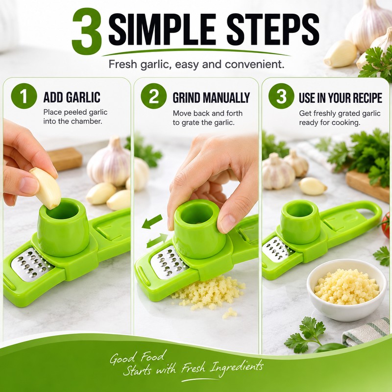 Mini Manual Garlic Mincer for Kitchen Prep – Handheld Grater