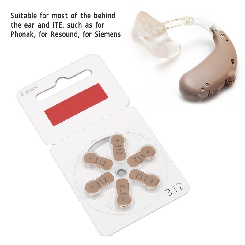 60pcs 312 Sound Aid Button Battery Long Lasting BTE Sound