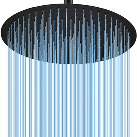 16 Inch Rainfall Shower Head, BSTIIU Stainless Steel Round Shower Head, Extra Large Ceiling Mount Shower Head, Matte Black