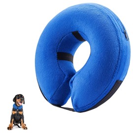 JOYFAST Inflatable Dog Cone for Medium Dog Designed for Comfortable Post-Surgical Recovery Ultra-Soft Comfort Unblocked View No Disruption to Dog's Daily Life