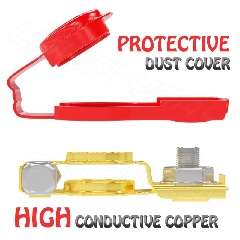 CHUSYYRAY Brass Battery Terminal Positive & Negative Clamps Connectors For