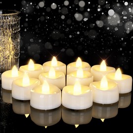 5plots Flameless Candles, 100Pcs Tea Lights Candles Battery Operated, Flameless Tealight Candles Flickering, Electric Tea Lights Votive Candles - White - 1.5" x 1.25"