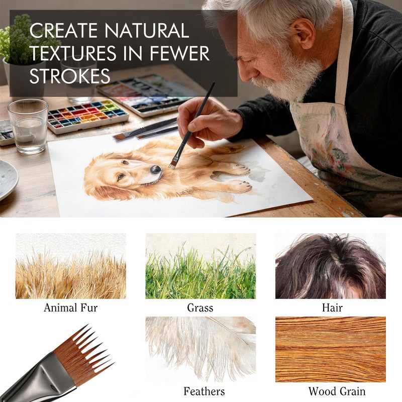 Artify 5 Pcs Professional Grainer Brush Set for Textured Painting