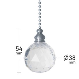Light Pull Chain Cord Acrylic Crystal Ball 38x52mm with 80cm Chrome Chain