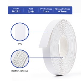 FAKILO PVC Edge Banding 7/8 inch x 25ft Veneer Edge Banding White with Hot Melt Adhesive Pre - glued Iron on Edging Tape Trim for Cabinet Plywood Repairs and Furniture Restoration