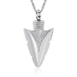 shajwo Cremation Jewelry Arrowhead Urn Necklace for Ashes for Women Men Memorial Keepsake Ash Necklace for Human Ashes,Silver