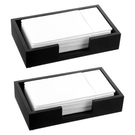 Molain 2 Pack Paper Towel Holder Countertop, 2 Inch Tall Wood Guest Napkin Dispenser Flat Napkin Basket Sink Tray Toilet Tank Topper for Home Kitchen Bathroom Desk Counter Drawers Hotel Cocktail Party