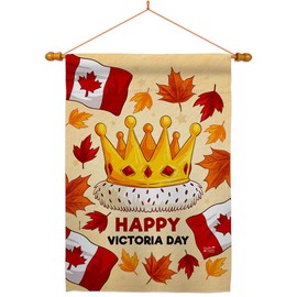 Angeleno Heritage Happy Victoria Day House Flag Dowel Set Canada Provinces Canadian Territories Region Country Particular Area Decoration Banner Small Garden Yard Gift Double-Sided, Made in USA