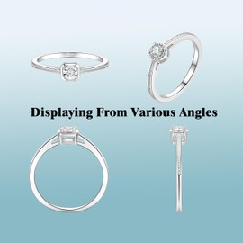 LynChoe LAB Grown Diamond Solitaire Engagement Rings for Women in 925 Sterling Silver, Stackable Promise Wedding Anniversary Ring Jewelry Gift for Her, VS1-VS2 Clarity, E-F Color (Silver, 8)