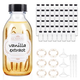 12 Pack 4 oz Boston Glass Bottle with Cap, Empty Glass Bottles for Homemade Vanilla Extract, Essential Oils, Juice, Potion, Syrup, Liquids, Christmas, Holiday Gift (Clear 54 Pack)