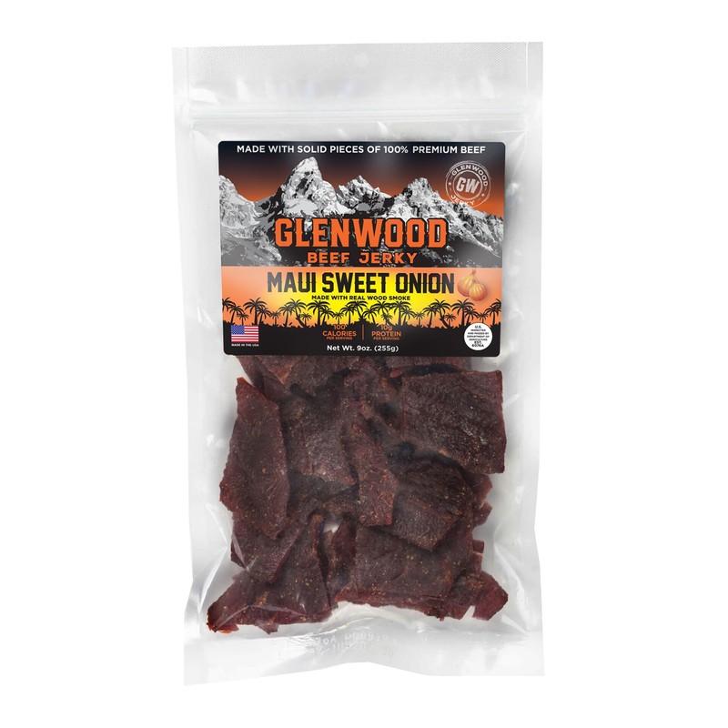 Glenwood Beef Jerky Maui Sweet Onion 9 Ounce Resealable Bag