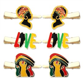 Boderier 6 Pack Juneteenth Hair Clip for Women Girls Juneteenth 1865 Black Queen Live Fight Hair Clip Holiday Accessories LIVE