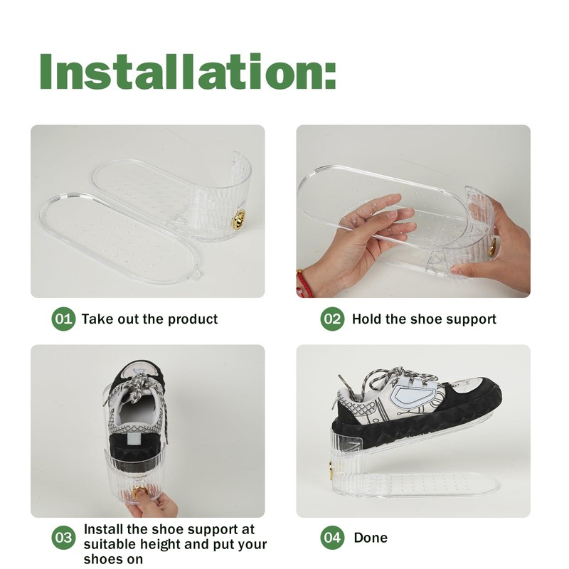PureSprout Shoe Slot Organizer,Adjustable Shoe Stacker for a Pair of