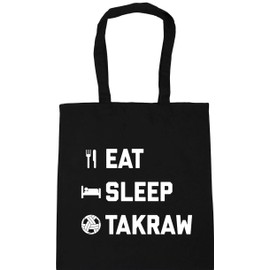 Hippowarehouse Eat Sleep Takraw Tote Shopping Gym Beach Bag 42cm x38cm, 10 litres