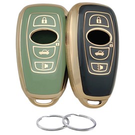 REPROTECTING TPU Key Fob Cover Compatible with Subaru Ascent BRZ Crosstrek Forester Impreza Legacy Outback WRX WRX STI XV Crosstrek (2014-2024) (Black/Green)