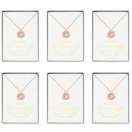 DHQH Bridesmaids Gifts I Couldn't Tie The Knot Without You Love Knot Bridesmaids Necklace 14K Gold Plated Knot Necklaces Bridesmaid Proposal Gift Set of 4/6 (rose golden knot-6)