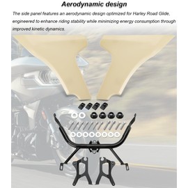 Side Fairing Panel with Support Bracket kit Lower Fairing Spoiler Cover Compatible with Harley Touring Road Glide 2024-up,CVO Road Glide 2023-up,CVO Road Glide ST 2024-up (Unpainted)