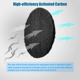 12-Pack Universal Stick-on Trash Can Odor Absorbing Filters, Thick Design Activated Charcoal Purifying Deodorizer for Trash Cans, Compost Buckets, Countertop and Recycle Bins (Round)