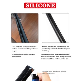 XmuxHai RV Rain Gutter Silicone Rubber J-Shape,Weather Stripping with Self-Adhesive,Roof Rain Diverter Fit for Car, Truck, RV, Boat and Home Application (40FT)