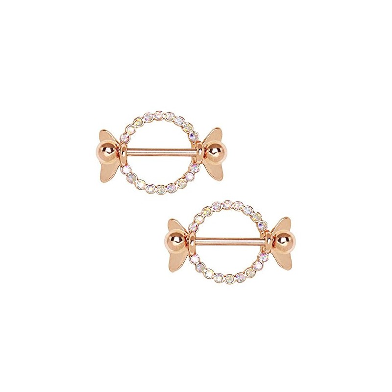 PIERCE ME (2pcs) Rose Gold Plated AB Clear Jeweled Sweat