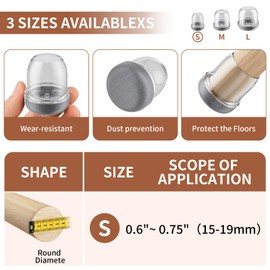 Ezprotekt 24 PCS Silicone Chair Leg Floor Protectors for Hardwood Floors, Dust and Hair Proof Chair Leg Caps, No Scratches and No Noise, Chair Leg Sliders for Carpet (Fit 0.6" - 0.75")