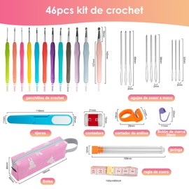 46 PCS Crochet Kit, Benanei Agujas para Tejer Ergonómicas de Colores con Bolsa Portable, Kit de Ganchillo con Accesorios Crochet Ideal para Principiantes, Regalo Perfecto para Amantes del Ganchillo
