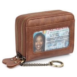 GAEKEAO Small Leather Wallet for Women RFID Blocking Credit Card Holder Wallet with Keychain