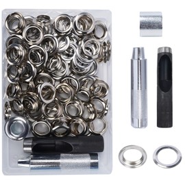 Luabue 200PCS 17MM Grommets Eyelets Tarpaulin Repair Kit Eyelet Punch Kit Metal Eyelets and Punch for Fabric Leather Craft Tarpaulin Curtains DIY and Decoration