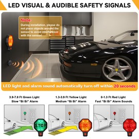 Hiboom Garage Parking Sensor Aid with LED Indicators and Audible Alarm, Parking Assist Sensor with Dual Power Options, Garage Parking Stops LED System Offers Intuitive Signals Green/Yellow/Red Light