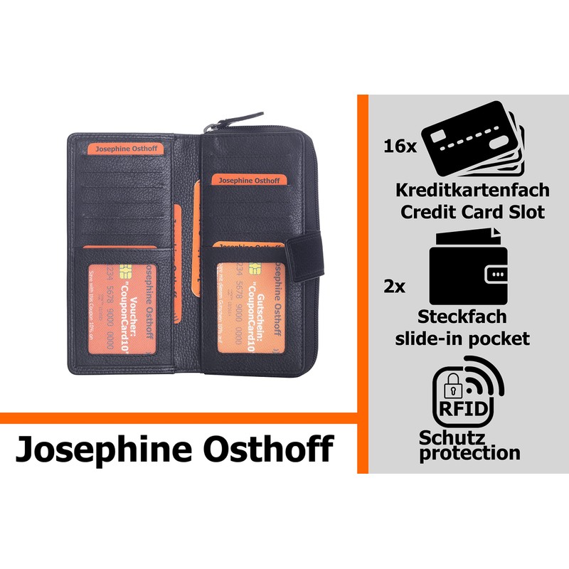 Josephine Osthoff Bremen Compact Genuine Leather Wallet with RFID Protection,