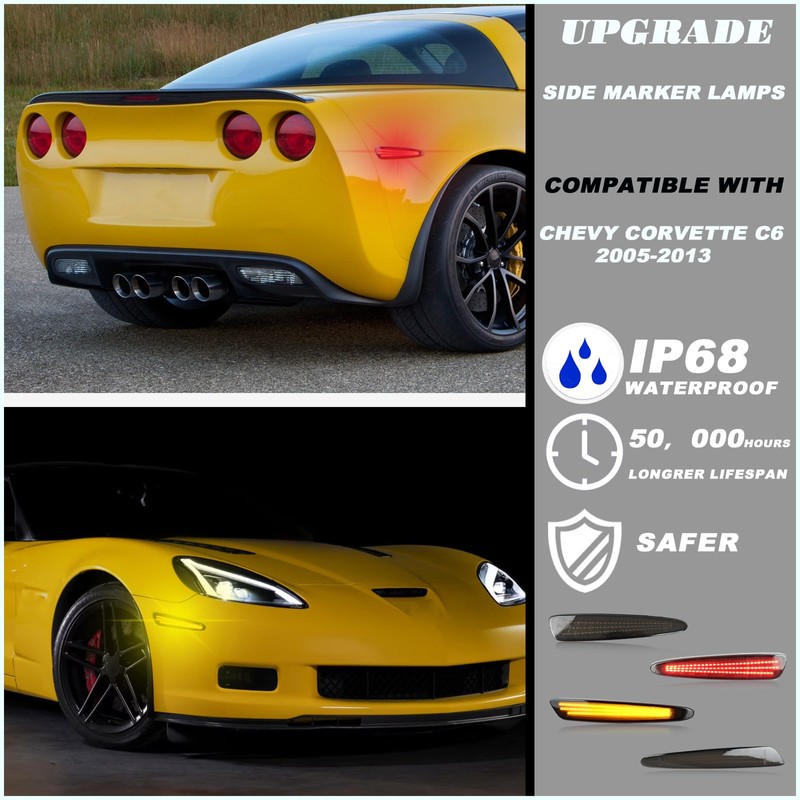 ULTRALTH Dynamic LED Side Marker Lights for 2005-2013 Chevy Corvette