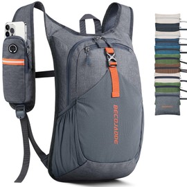 BECOJADDE 15L Hiking Backpack Men's Small Backpack Women's Lightweight Daypack Daypack Foldable Trekking Backpack for Camping Outdoor Hiking Travel, Grey