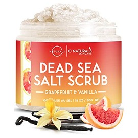 O Naturals Invigorating Grapefruit  Vanilla Dead Sea Salt Face  Body Scrub. Softens  Evens Skin Tone, Treats Acne  Cellulite, Promotes Circulation,...
