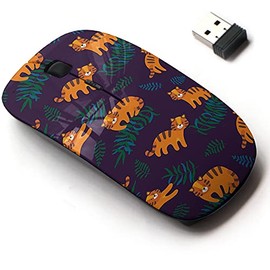 2.4G Wireless Mouse with Cute Pattern Design for All Laptops and Desktops with Nano Receiver - Jungle Cute Tigers